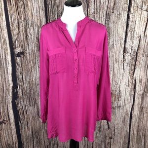 Soft Surroundings Popover Tunic Blouse Top Pink S